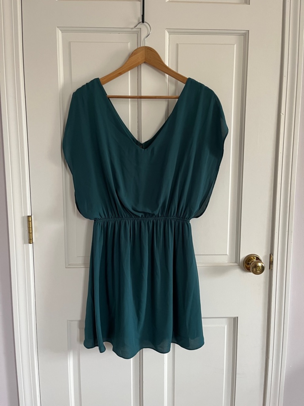 Teal V-Neck Mini Dress - Light, Flowy, and Fully Lined